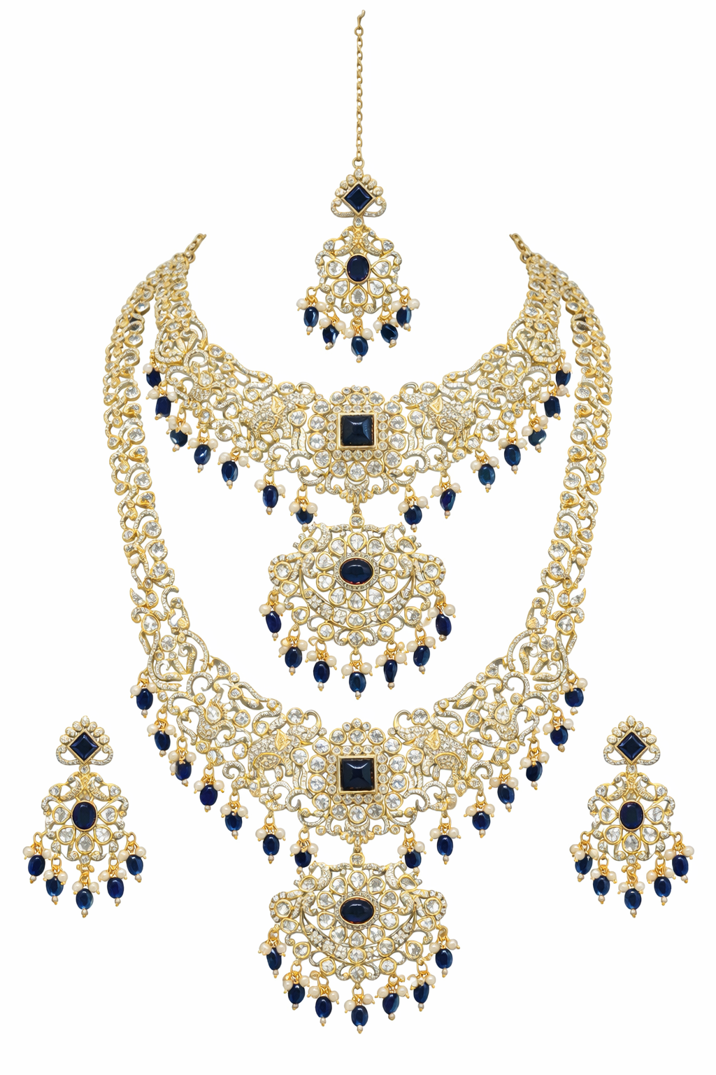 Bridal Set- Necklace with Earrings and Maang Tikka combo