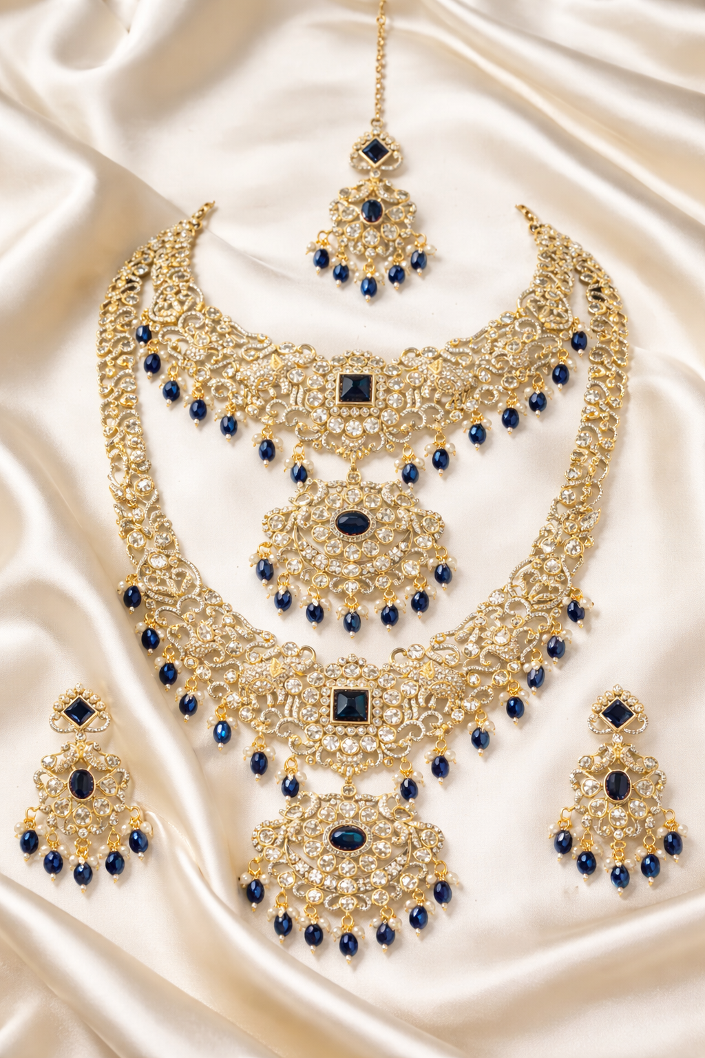 Bridal Set- Necklace with Earrings and Maang Tikka combo